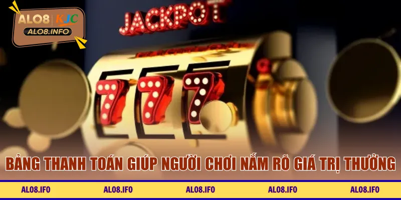 Bảng thanh toán giúp người chơi nắm rõ giá trị thưởng